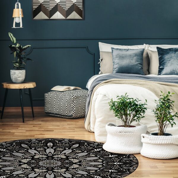 mandala-round-vinyl-floor-mat-black-grey