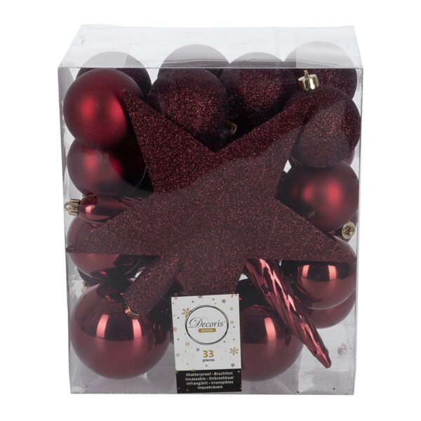 set-of-33-assorted-baubles-and-tree-topper-oxblood
