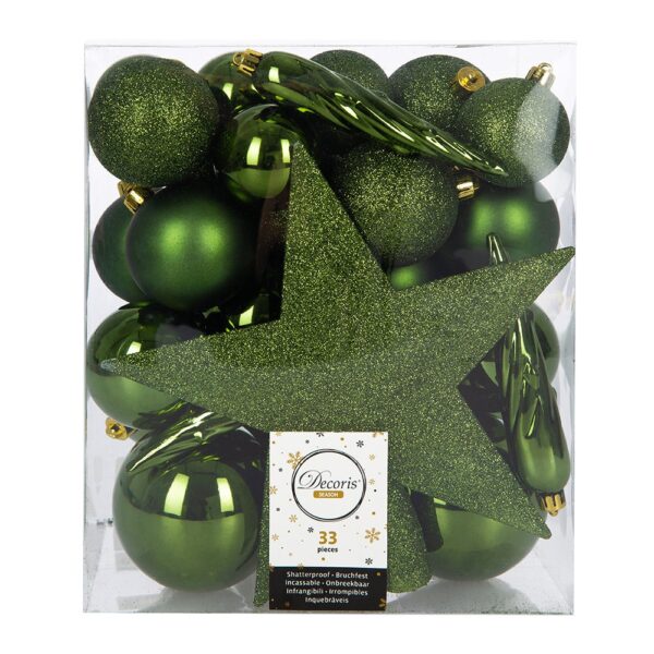 set-of-33-assorted-baubles-and-tree-topper-pine-green