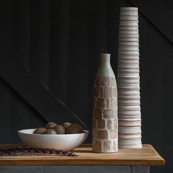 tall-ribbed-wooden-vase