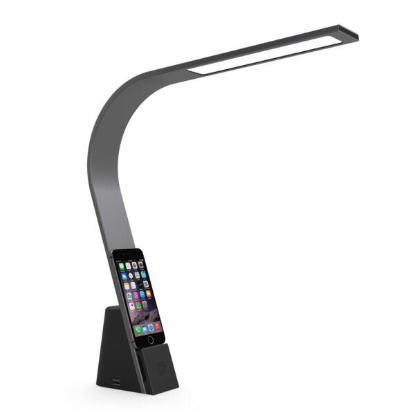 Brooklyn LED Task Lamp - Dimmable Touch-Control - USB Ports - Black Slate Finish