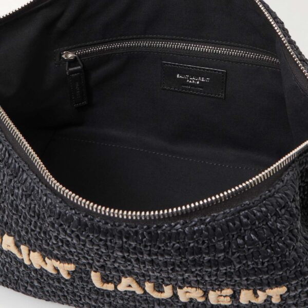 SAINT LAURENT Logo-Embroidered Raffia Messenger Bag 0400631009784