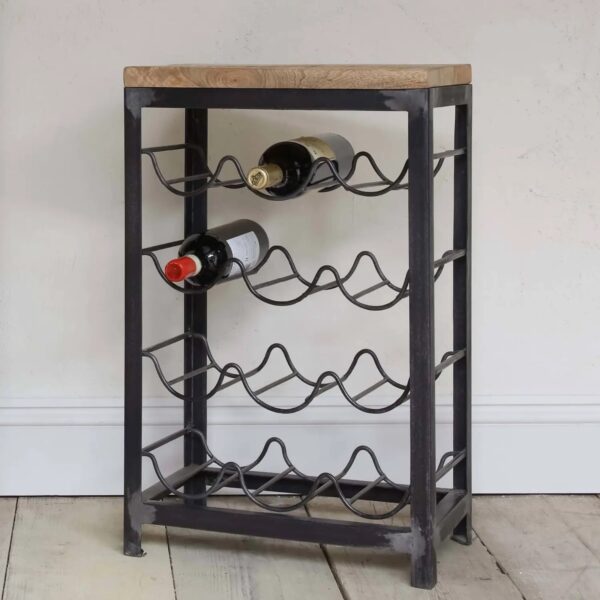 Nkuku Obra Industrial Wine Rack - Mango Wood Iron 14574290