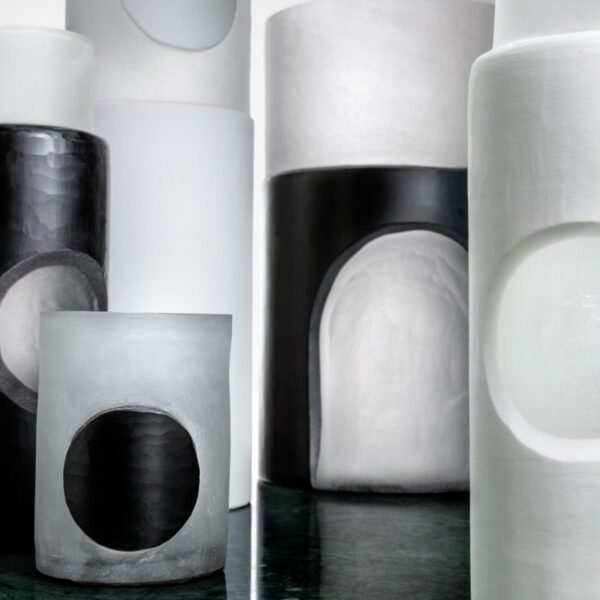 Tom Dixon Carved Stem Vase Set of 2 White 4878