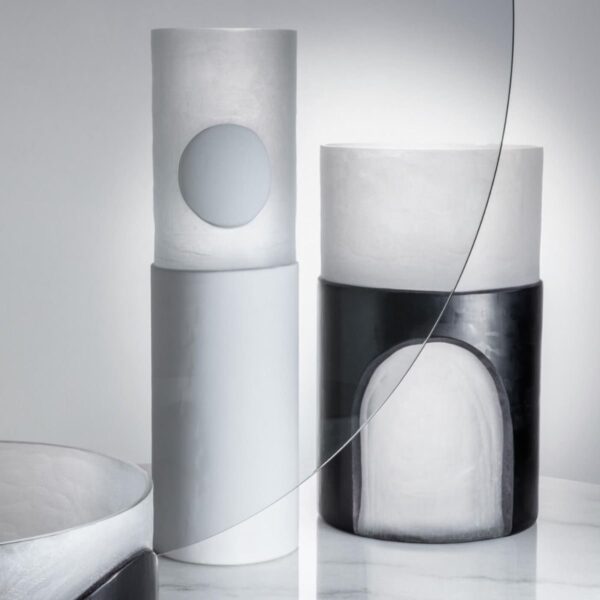 Tom Dixon Carved Vase Tall White 4875