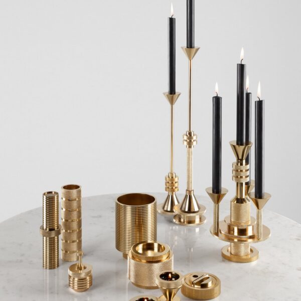 Tom Dixon Cog Container Tall Brass 30