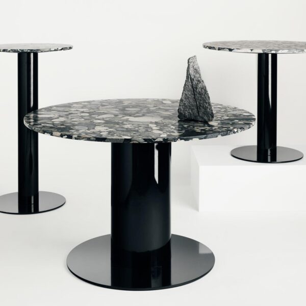 Tom Dixon Tube Dining Table Brass Pebble Marble Top 900mm 8194