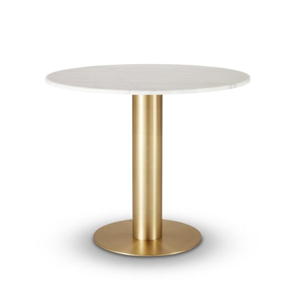 Tom Dixon Tube Dining Table Brass White Marble Top 900mm 4948