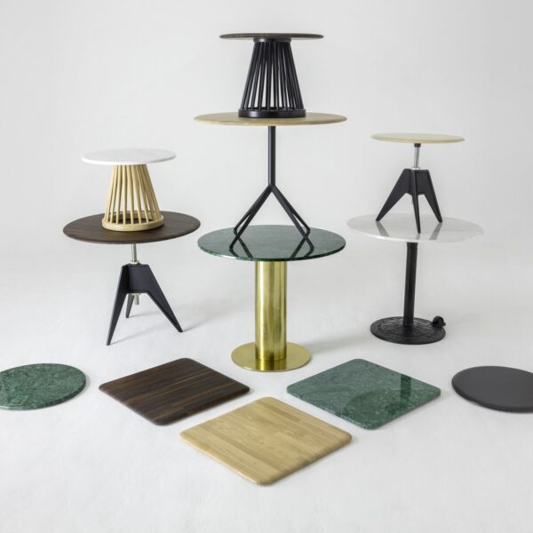 Tom Dixon Tube High Table Brass Green Marble Top 900mm 4964