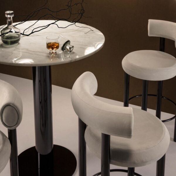 Tom Dixon Tube High Table Brass White Marble Top 900mm 4958