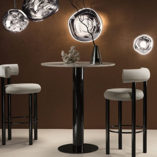 Tom Dixon Tube High Table Brass White Marble Top 900mm 4958